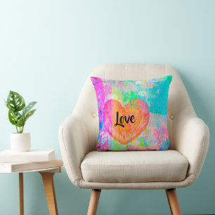 Boho Heart Love Collage Throw Pillow