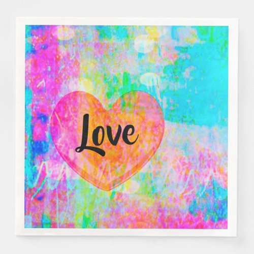 Boho Heart Love Paper Dinner Napkins