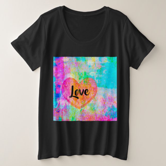Boho Heart Love Plus Size T-Shirt (Design Front)