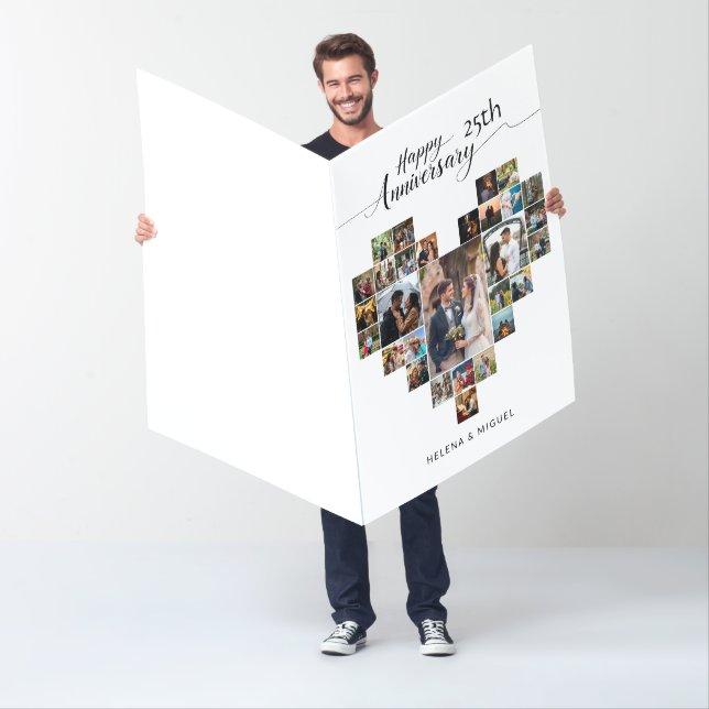 Boho Heart Photo Collage Giant Wedding Anniversary Card (In Situ)
