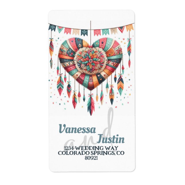 Boho Heart Piniata Address Label (Front)
