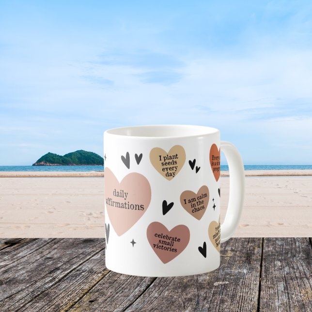 Boho Heart Teacher Gift Affirmation and Gratitude Coffee Mug (Creator Uploaded)