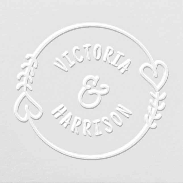 Boho Heart Wreath Wedding Embosser (Design)