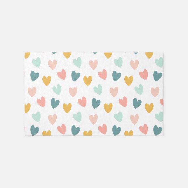 Boho Hearts Girls Rug (Front)