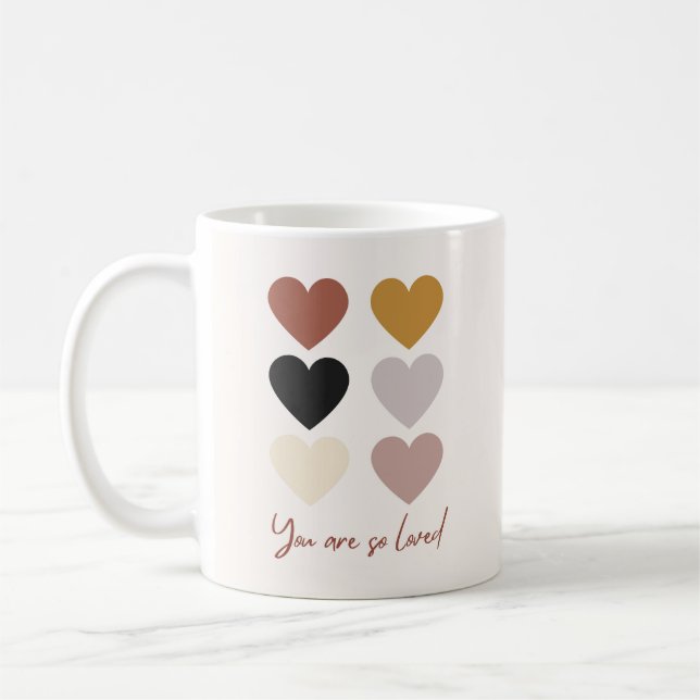 Boho Hearts Love Positive Quote You Are so Loved Coffee Mug (Left)
