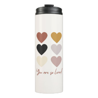 Boho Hearts Love Positive Quote You Are so Loved Thermal Tumbler