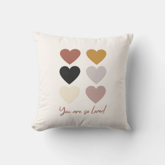Boho Hearts Love Positive Quote You Are so Loved Throw Pillow