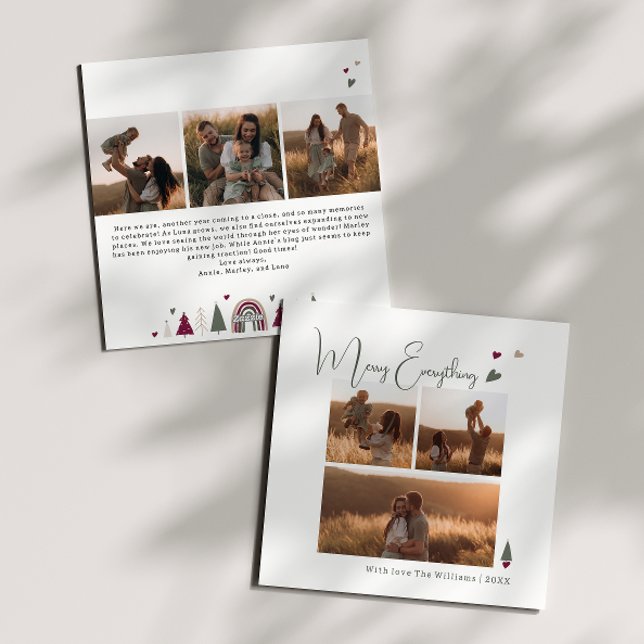 Boho Hearts Merry Everything Six Photo Christmas Holiday Card (Creator Uploaded)