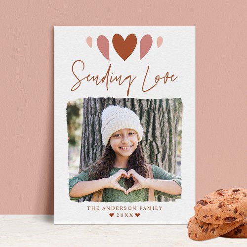 Boho Hearts Sending Love Photo Valentines Day Holiday Card