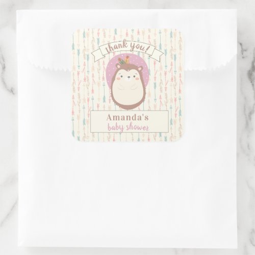 Boho Hedgehog Tribal Pastel Arrow Gender Neutral   Square Sticker