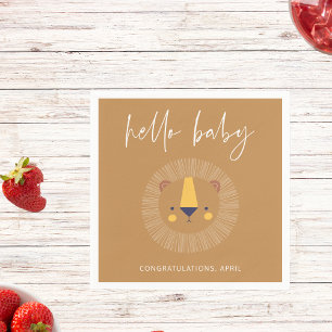 Boho Hello Baby Lion Shower Gold Napkins