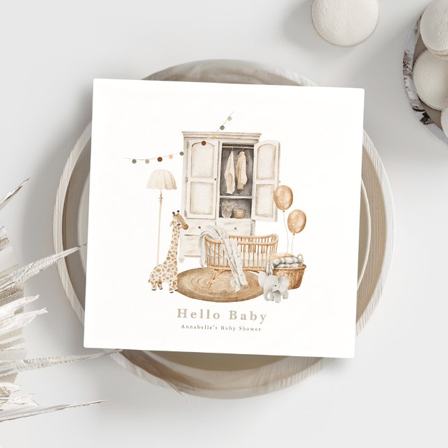 Boho Hello Baby Nursery Wardrobe Crib Baby Shower Napkins (Creator Uploaded)