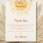 Boho Hello Sunshine Baby Shower Thank You Postcard<br><div class="desc">This Baby Shower Thank You Postcard is decorated with a watercolor sun and says Hello Sunshine! on a cream background.
Perfect for a gender-neutral baby shower.
Easily customizable.
Because we create our artwork you won't find this exact image from other designers.
Original Watercolor © Michele Davies.</div>