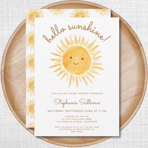 Boho Hello Sunshine Gender_Neutral Baby Shower Invitation