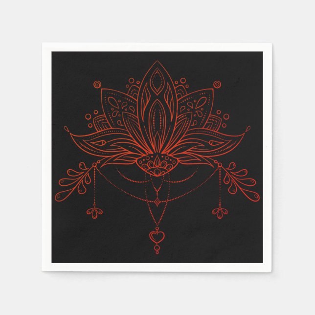 Boho Henna Lotus Flower Napkins (Front)