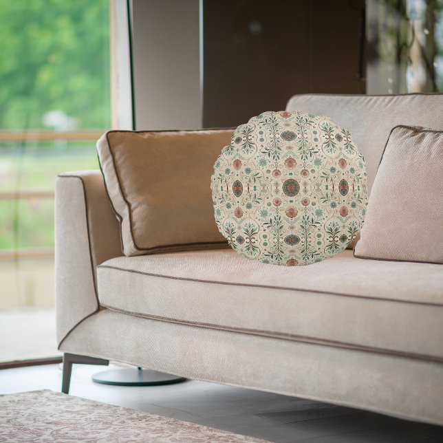 Boho Herb Pattern  Round Pillow (Creator Uploaded)