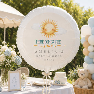 Boho Here Comes the Son Baby Boy Shower Balloon
