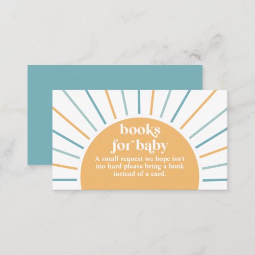 Boho Here Comes the Son Baby Shower Books for Baby Enclosure Card