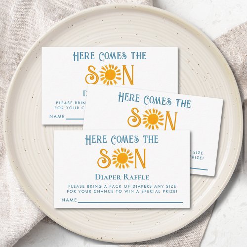 Boho Here Comes the Son Baby Shower Diaper Raffle Enclosure Card