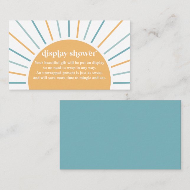 Boho Here Comes the Son Baby Shower Display Shower Enclosure Card (Front/Back)