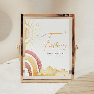 Boho Here Comes the Son Baby Shower Favors Poster