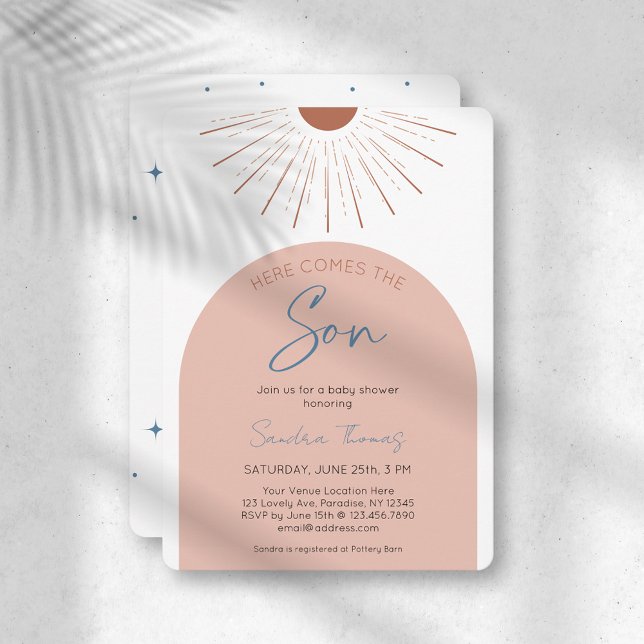 Boho Here Comes The Son Baby Shower Invitation (Creator Uploaded)