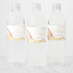 Boho Here Comes the Son Baby Shower Water Bottle Label
