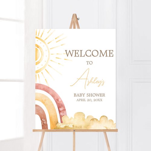 Boho Here Comes the Son Baby Shower Welcome Poster