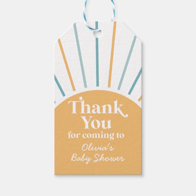 Boho Here Comes the Son sunshine baby shower Gift Tags (Front)