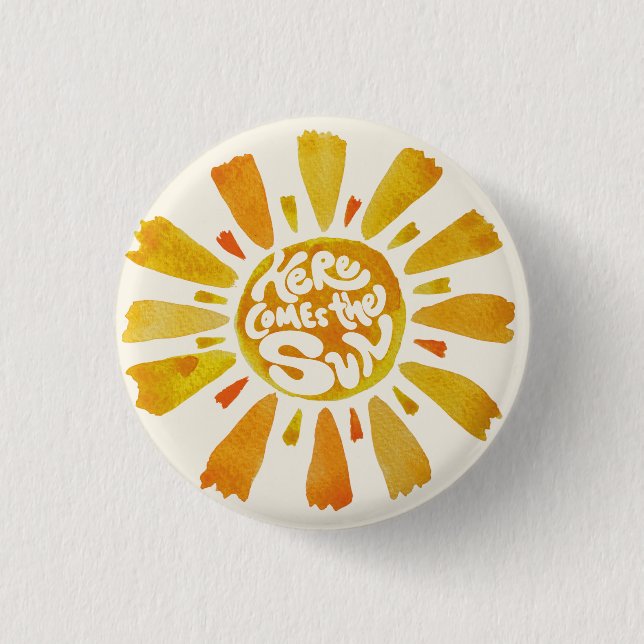 Boho Here Comes The Sun Baby Shower Button (Front)