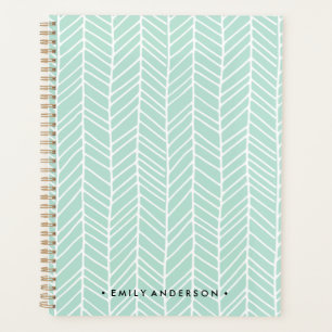 Boho Herringbone Mint Green Planner