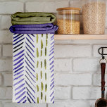 Boho herringbone pattern in purple and green kitchen towel<br><div class="desc">Boho herringbone pattern in purple and green. Simple mud cloth abstract pattern.</div>