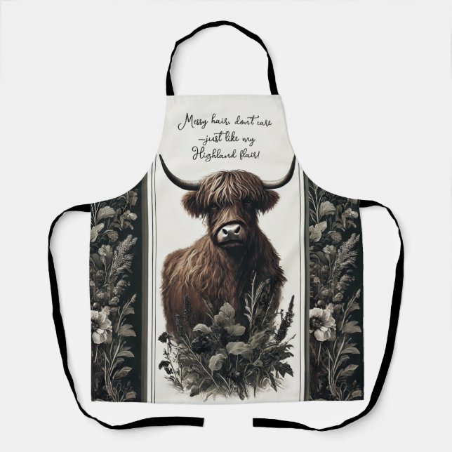 Boho Highland Cow Apron (Front)
