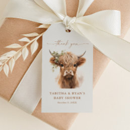 Boho Highland Cow Baby Shower Thank You Favor Gift Tags
