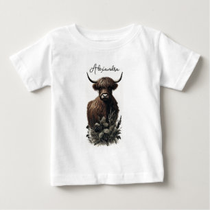 Boho Highland Cow Baby T-Shirt