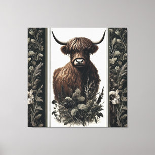 Boho Highland Cow Canvas Print