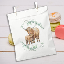 Boho Highland Cow Greenery Farm Animal Baby Shower Favor Bag