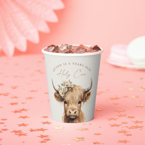 Boho Highland Cow Kids Birthday Party Paper Cups