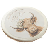 Boho Highland Cow Kids Birthday Party Sugar Cookie (Angled)