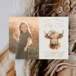 Boho Highland Cow Kids Photo Birthday Party Invitation<br><div class="desc">Boho Highland Cow Kids Photo Birthday Party Invitation. Click the edit/personalize button to customize this design.P</div>