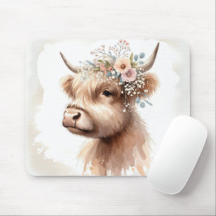 Boho Highland Cow Mouse Pad