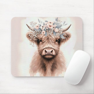 Boho Highland Cow Mouse Pad