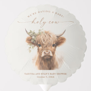 Boho Highland Cow Neutral Couples Baby Shower Balloon