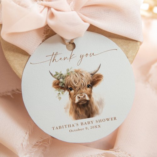Boho Highland Cow Neutral Couples Baby Shower Favor Tags