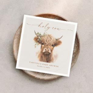 Boho Highland Cow Neutral Couples Baby Shower Napkins