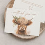 Boho Highland Cow Neutral Couples Baby Shower Thank You Card
