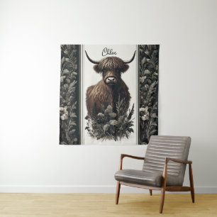 Boho Highland Cow Tapestry
