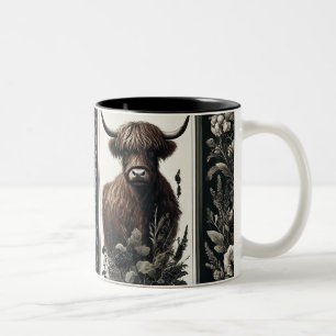 Boho Highland Cow Two-Tone Coffee Mug