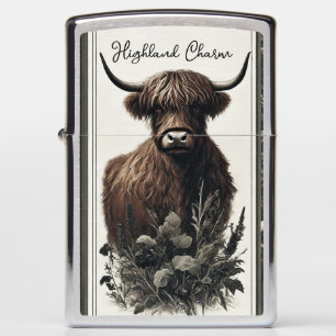 Boho Highland Cow Zippo Lighter