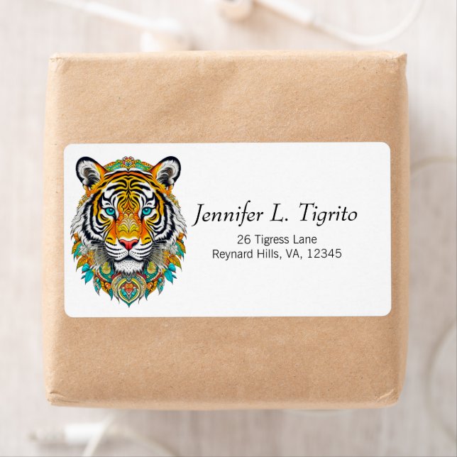 Boho Hippie Chic Floral Year of the Tiger Label (Insitu)